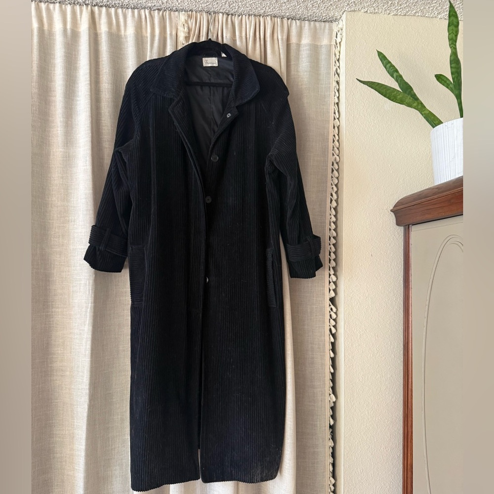 Vintage Black Corduroy Trench Coat